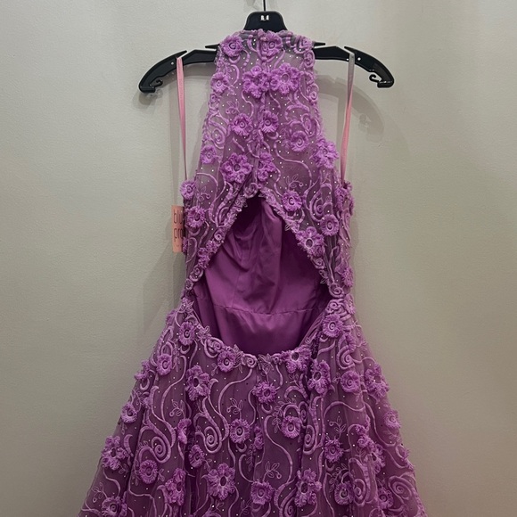 Blush prom halter, sleeveless Lilac Lace
3-D floral for prom or special occasion - Picture 6 of 15